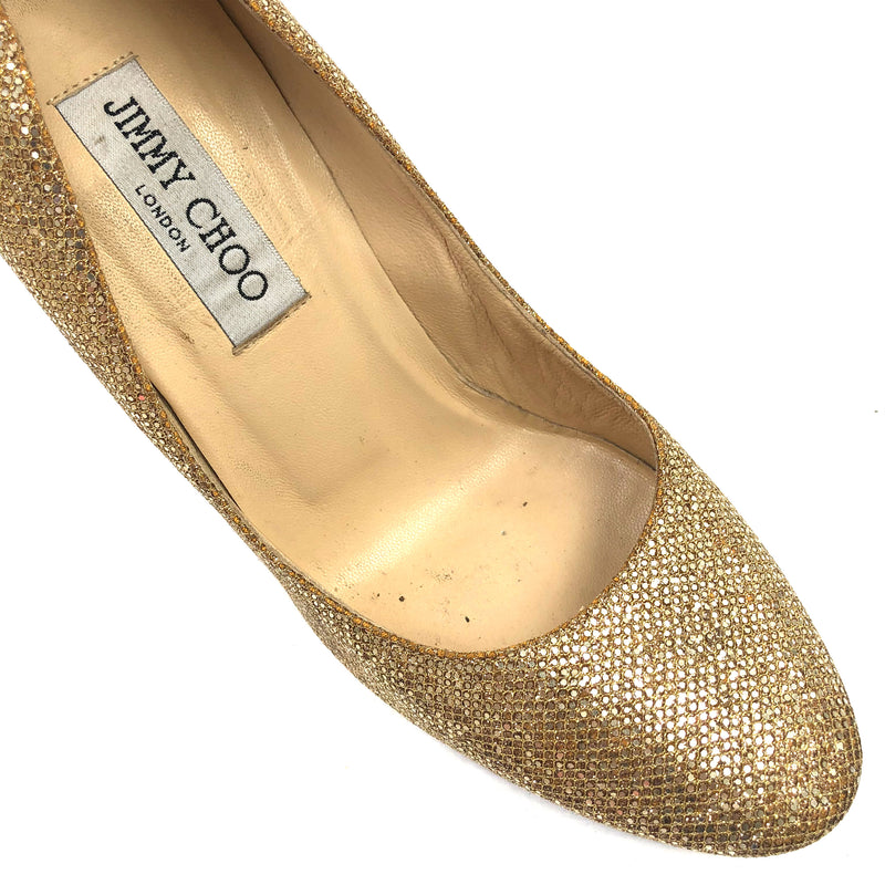 JIMMY CHOO golden leather heels