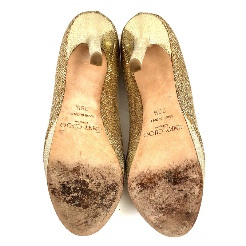 JIMMY CHOO golden leather heels