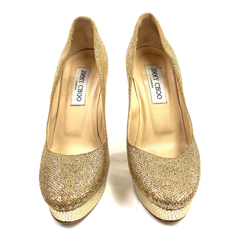 JIMMY CHOO golden leather heels