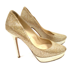 JIMMY CHOO gold platform heels