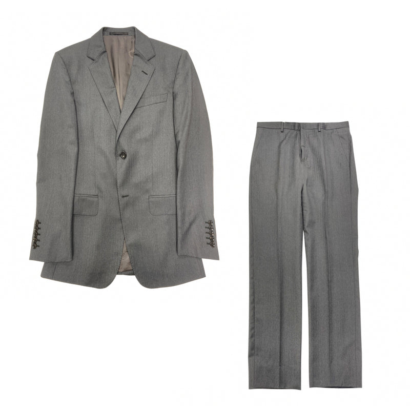 pre-loved GUCCI grey striped woolen set of jacket and trousers | Size IT48