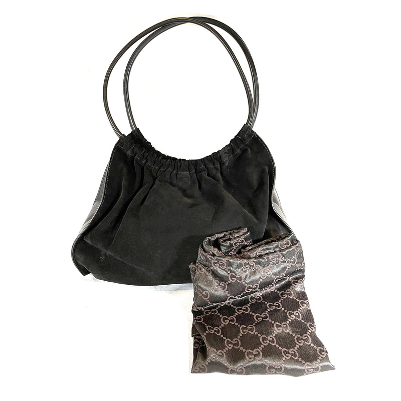 Gucci black suede and leather handbag