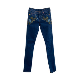 pre-owned GUCCI flower print embroidery navy jeans | Size 25
