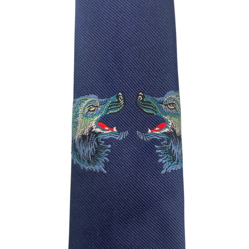 pre-owned GUCCI navy silk tie