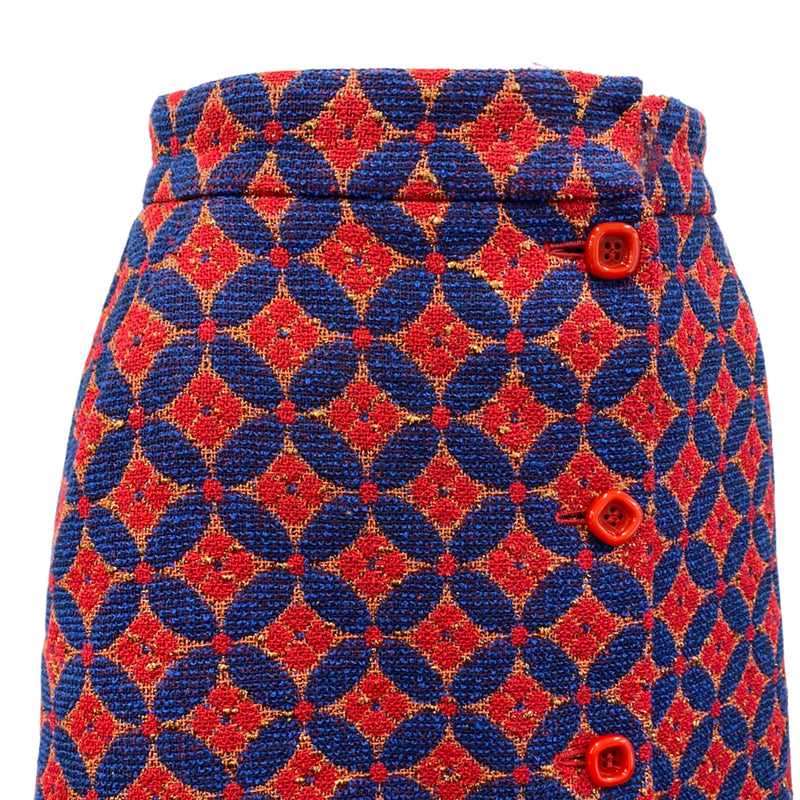 pre-owned GUCCI multicolour mosaic print skirt | Size UK4