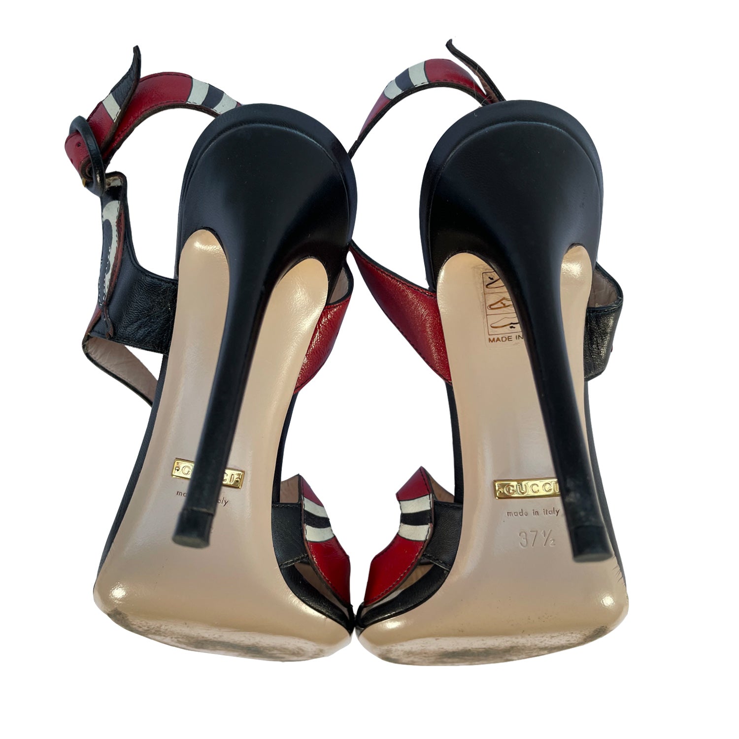Black Leather Mid-Heel Sandal | GUCCI® US
