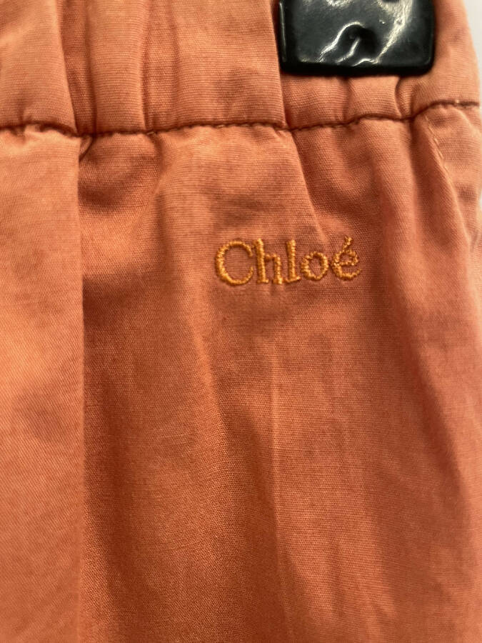 Chloé girl's salmon cotton pleated shorts