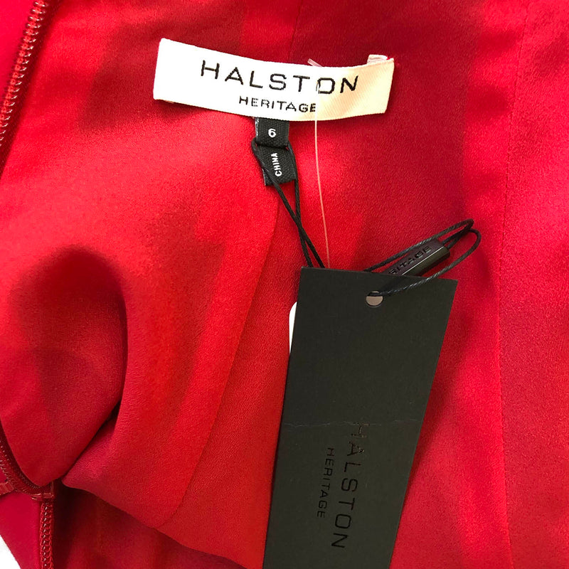 Halston raspberry red open back dress