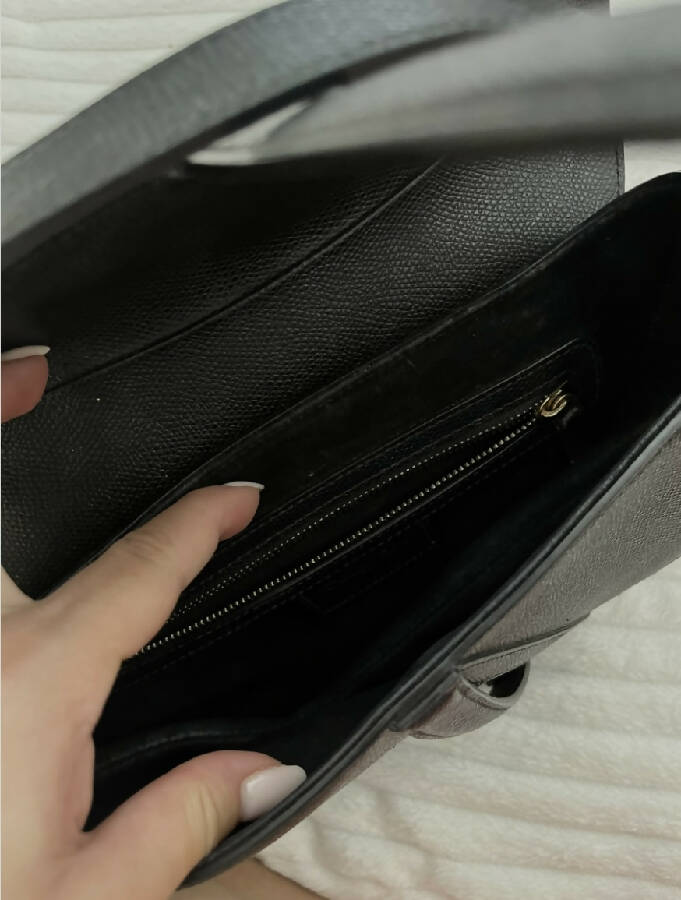 CHRISTIAN DIOR black leather Saddle handbag