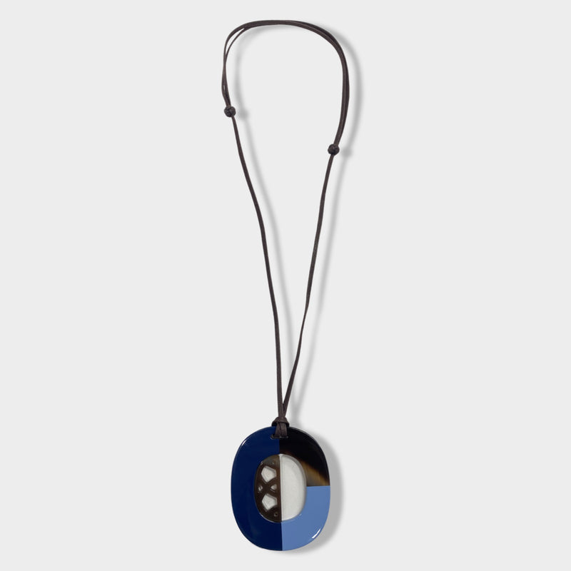 pre-owned HERMÈS blue and brown necklace