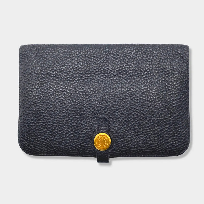 HERMÈS dogon duo black wallet