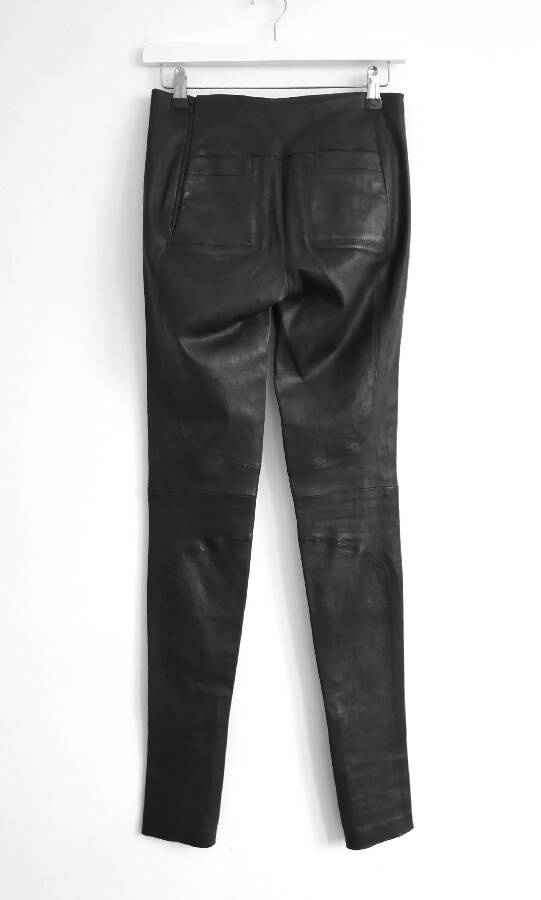 Balenciaga women's black leather leggings