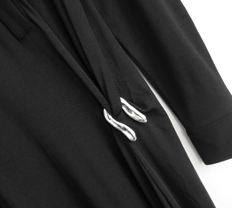 Bottega Veneta black crepe long-sleeved shirt dress