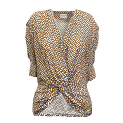 pre-loved HOFMANN COPENHAGEN multicolour draped blouse | Size UK8