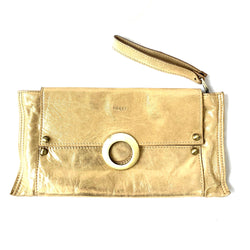 IGNES gold leather clutch 