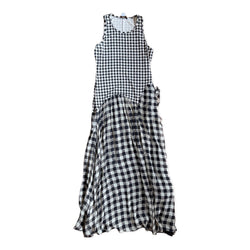 Diane Von Furstenberg black and white check print maxi dress