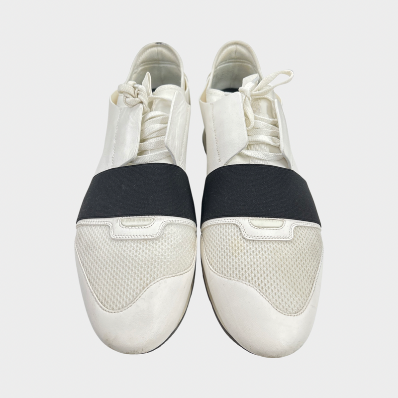 Balenciaga men's white leather trainers