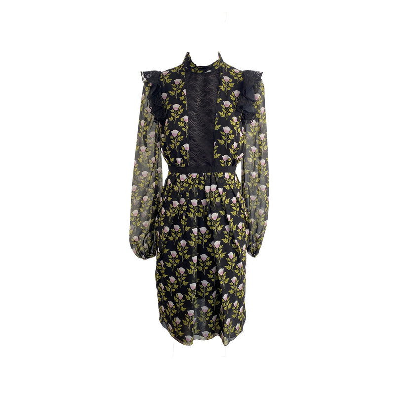 pre-owned GIAMBATTISTA VALLI black flower print dress | Size IT40