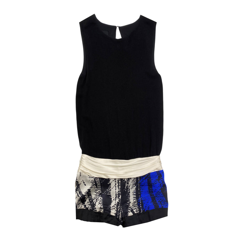 pre-owned JAY AHR black silk low waisted playsuit | Size UK8