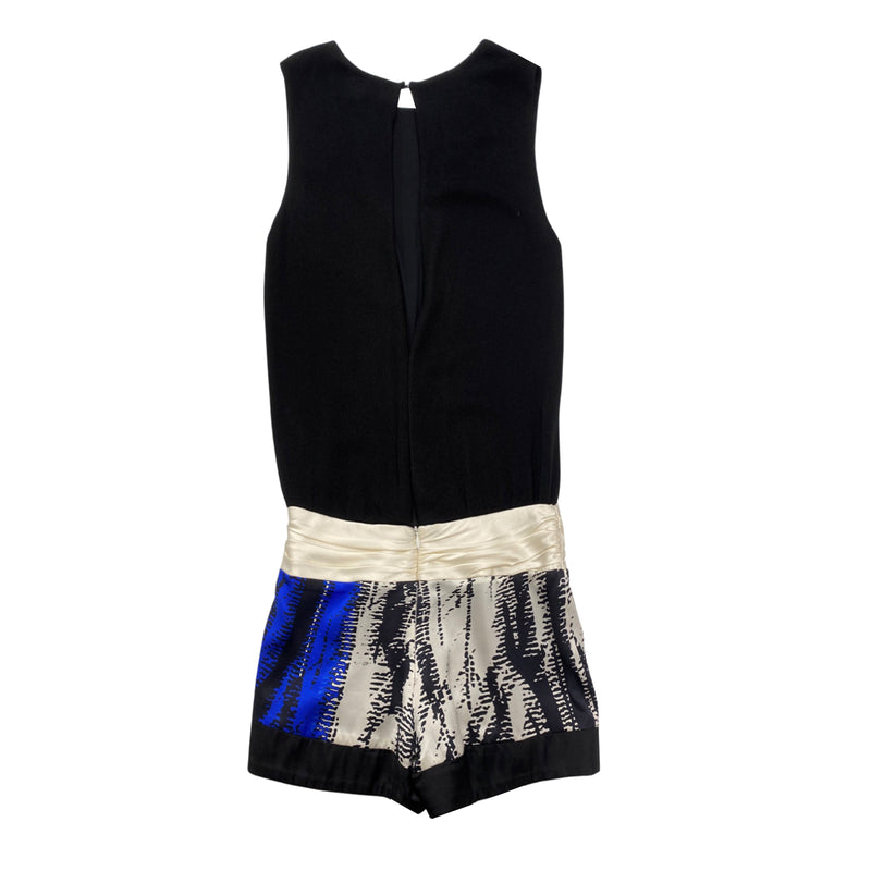 pre-loved JAY AHR black silk low waisted playsuit | Size UK8