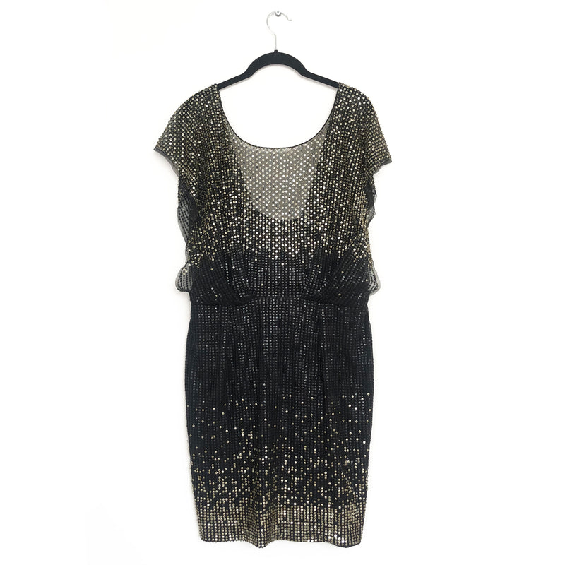 gold black sequins JENNY PECKHAM dress