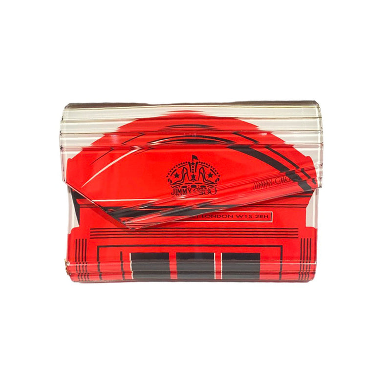 pre-owned JIMMY CHOO New Bond Street red plastic clutch on a chain