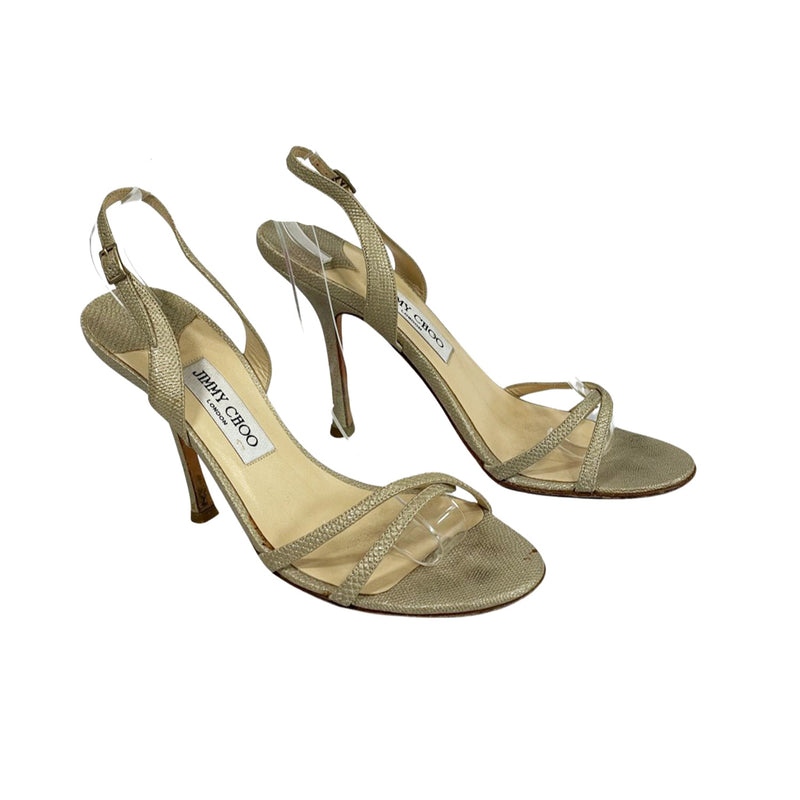 second-hand JIMMY CHOO glitter gold leather heels | Size 39