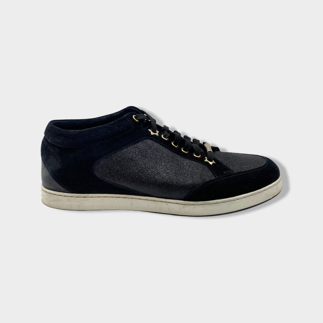 JIMMY CHOO black and grey glitter suede trainers Size 40 Loop Generation