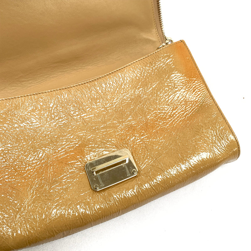 JIMMY CHOO beige patent leather handbag