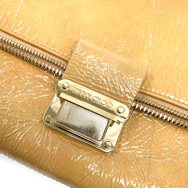 JIMMY CHOO beige patent leather handbag