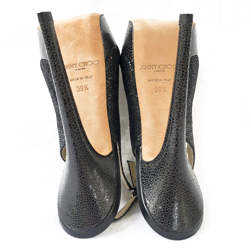 JIMMY CHOO black glitter platform heels