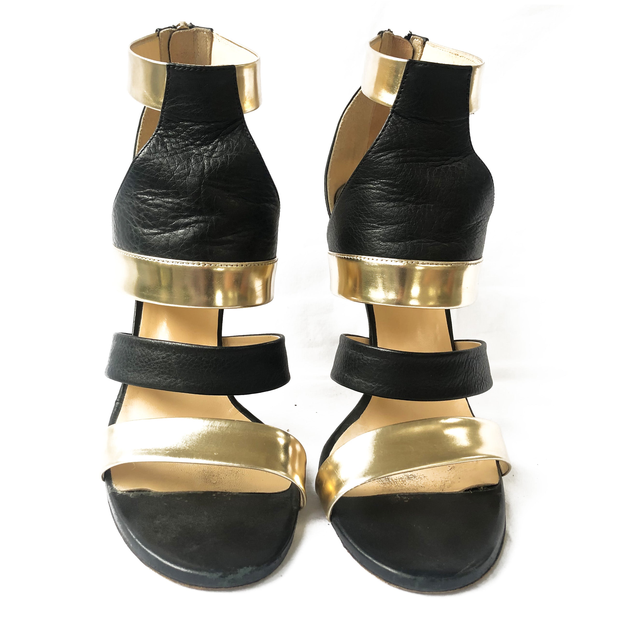Metallic Sculptural Heeled Gold Strappy Sandals For Women 2023 Sexy Gold  High Heel Shoes With Glamorous PU Leather Straps From Dresscools, $29.52 |  DHgate.Com