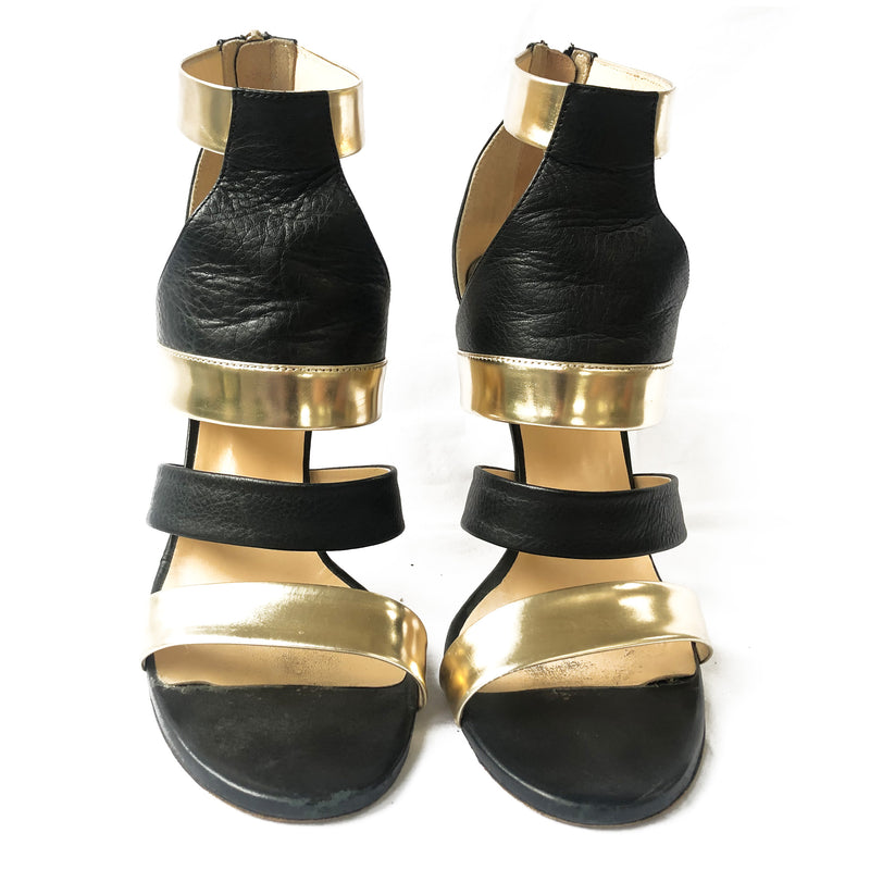 JIMMY CHOO black and gold heels