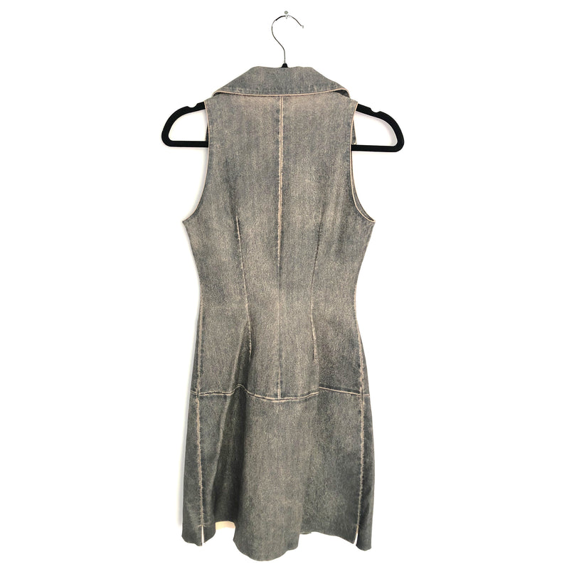 JITROIS grey/ beige leather sleeveless dress