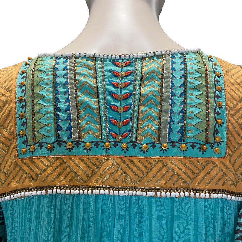 KAVITA BHARTIA aquamarine patterned long dress