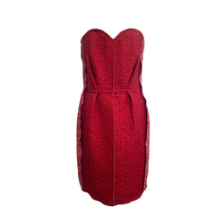 pre-owned Lanvin red brocade corset mini dress | Size FR38