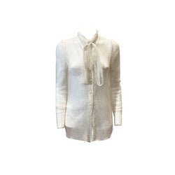 pre-owned Lanvin off-white lace blouse | Size S