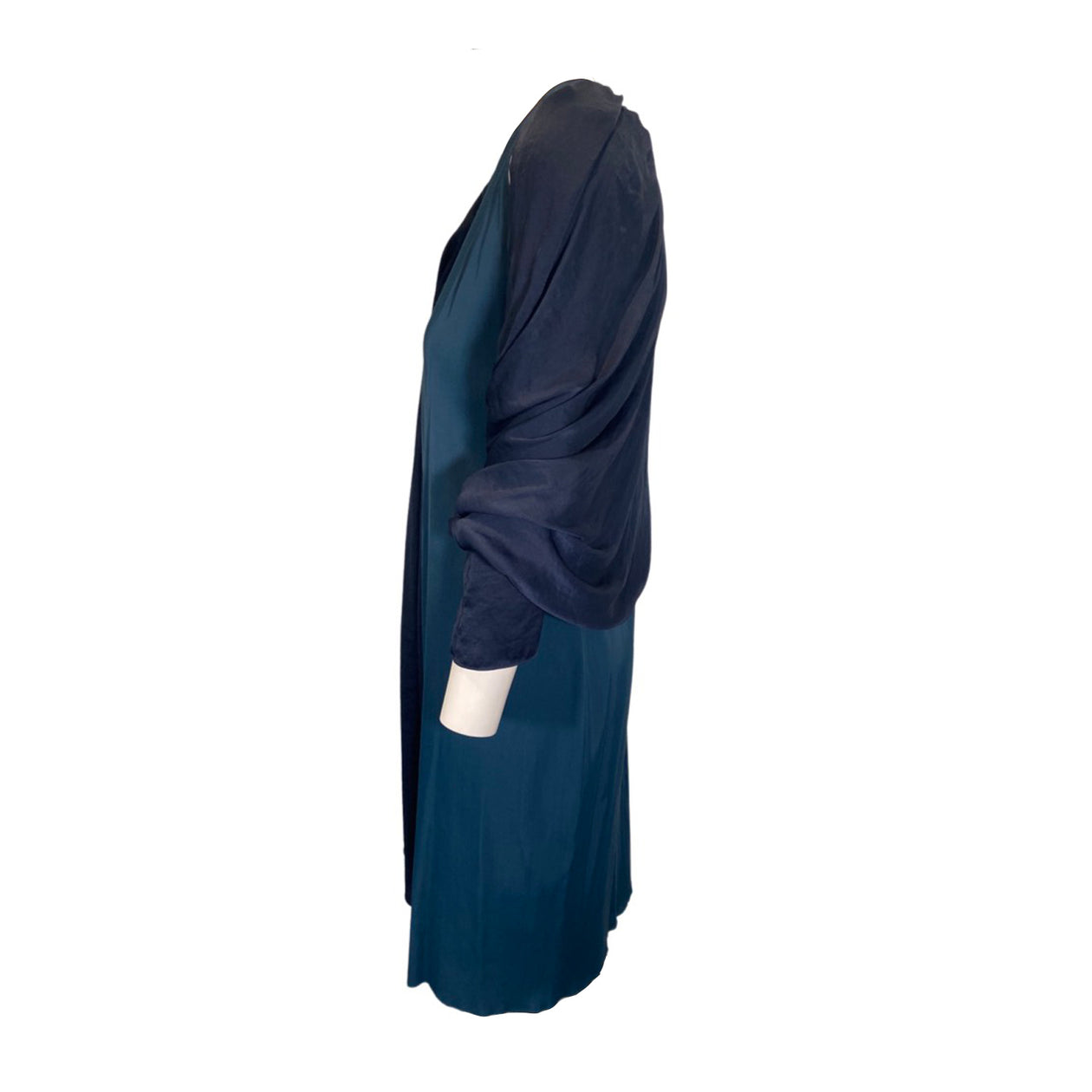 LANVIN emerald green and navy asymmetrical viscose dress – Loop Generation
