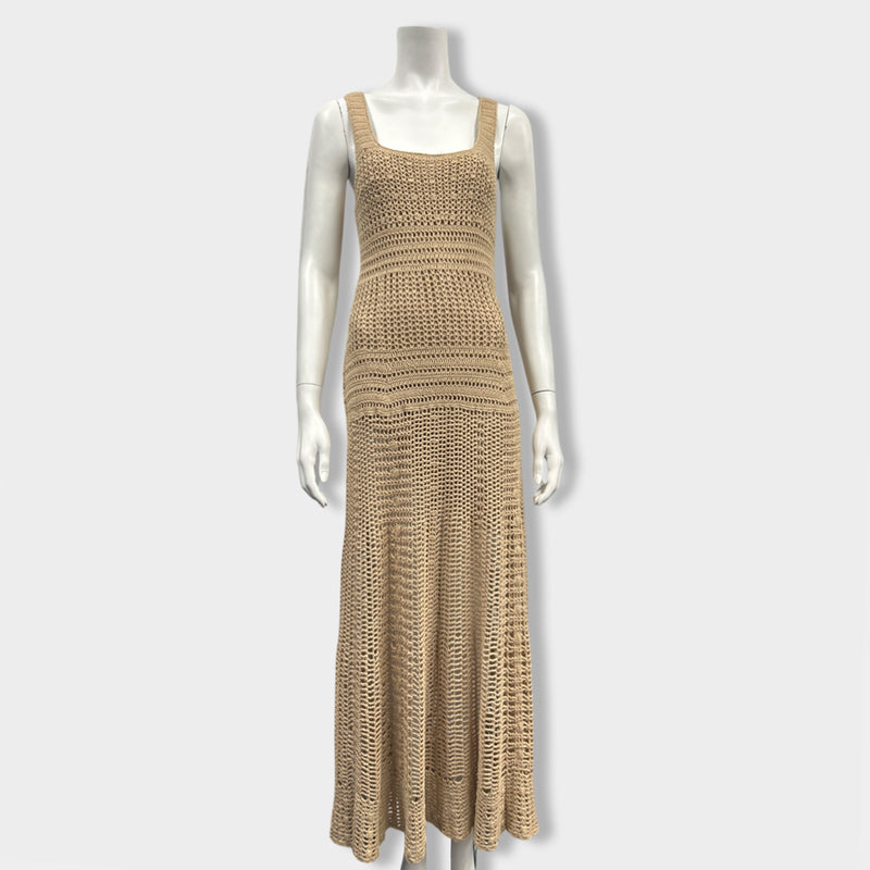 pre-loved LORO PIANA beige cotton crochet dress | Size S