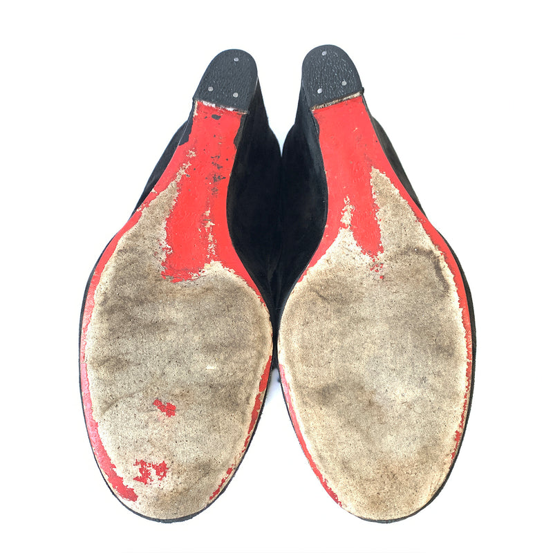 Christian Louboutin black suede fringe boots