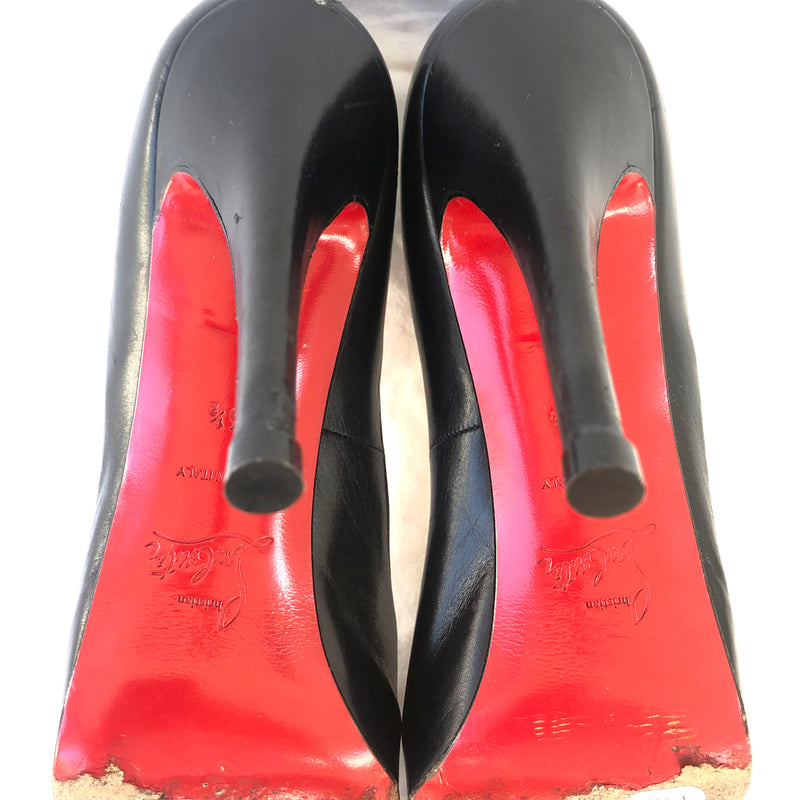 CHRISTIAN LOUBOUTIN black open-toe platform heels