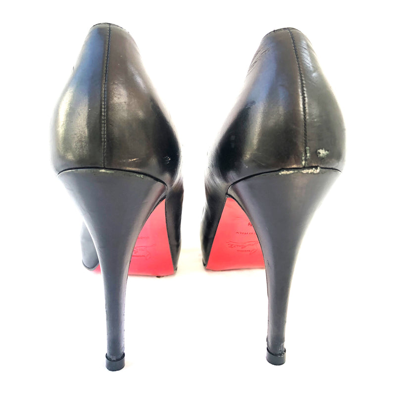 CHRISTIAN LOUBOUTIN black open-toe platform heels