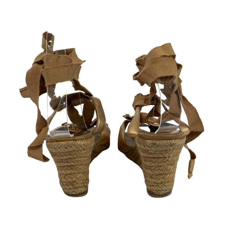CHRISTIAN LOUBOUTIN glitter bronze wedges