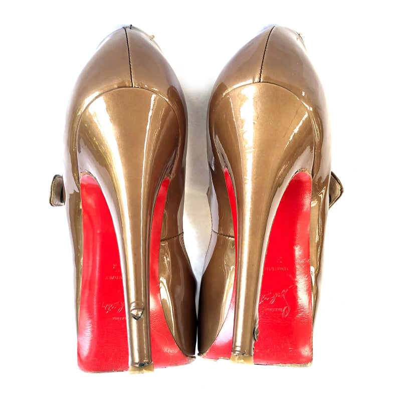 CHRISTIAN LOUBOUTIN antique gold patent leather heels