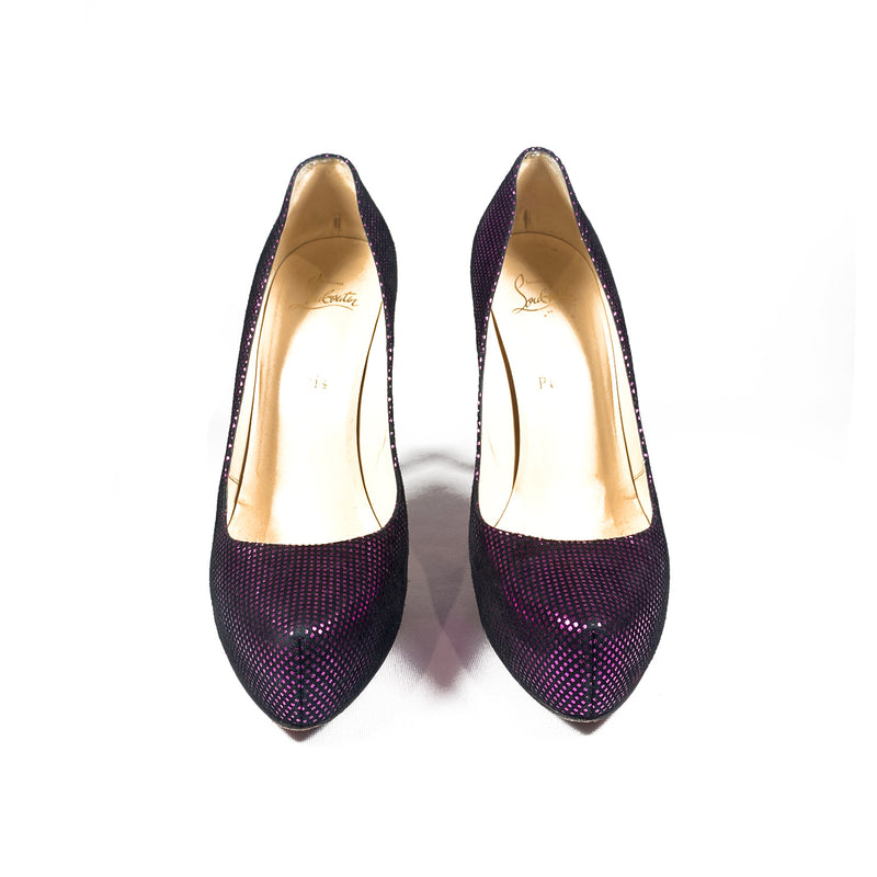 CHRISTIAN LOUBOUTIN purple metallic heels