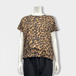 pre-loved LOUIS VUITTON silk leopard print top | Size FR42