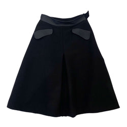 pre-owned LOUIS VUITTON black woolen skirt with stylized pockets | Size FR38