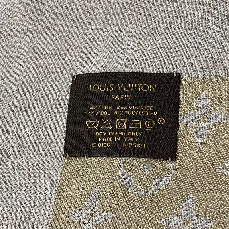 LOUIS VUITTON extra large metallic gold and grey scarf