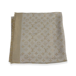 LOUIS VUITTON extra large metallic gold and grey scarf 
