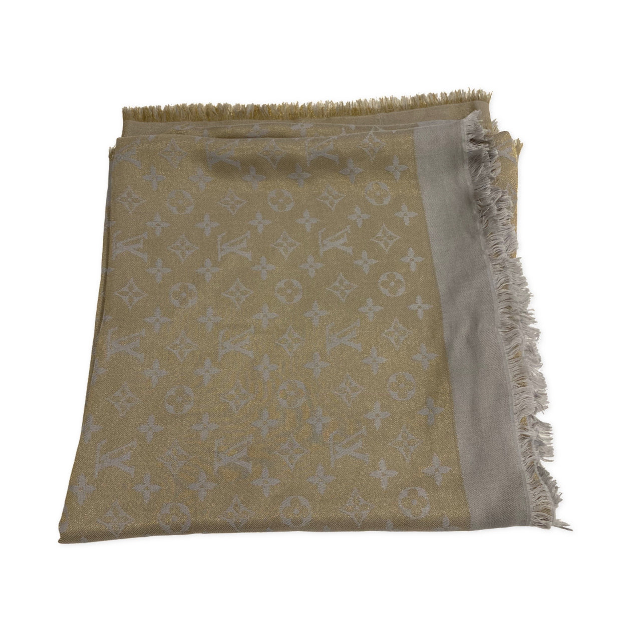 LOUIS VUITTON extra large metallic gold and grey scarf – Loop Generation